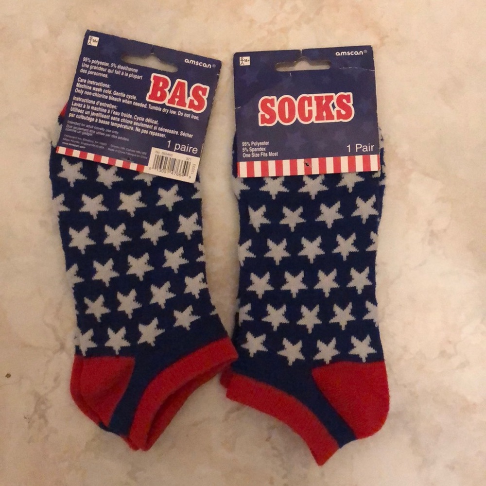 Socks red white and blue